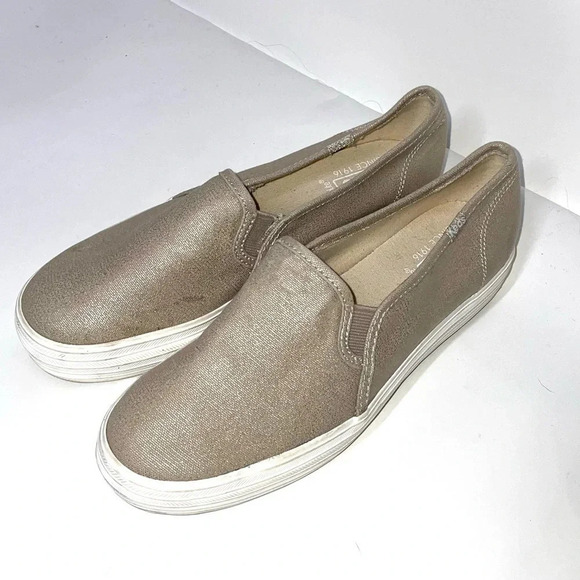 Keds Triple Decker Platform Slip On Fashion Sneakers Metallic Gold Size 7.5 - Picture 1 of 8